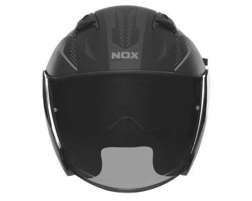 Реактивний шолом nox з відкритим обличчям і блендером n130 myst колір чорний/сріблястий матовий розмір m