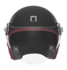 Nox преміум шолом з відкритим обличчям jet heritage leather матовий чорний/червоний розмір xl
