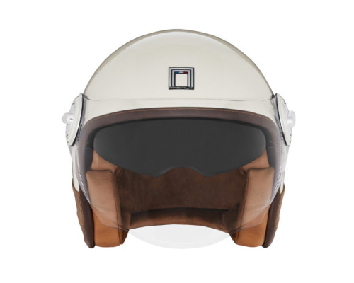 Nox преміум шолом з відкритим обличчям jet heritage leather колір кремовий/коричневий розмір l