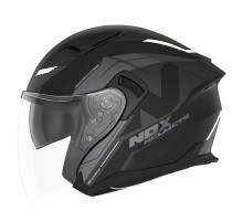 Відкритий реактивний шолом nox promotion з блендером n130 klint колір чорний/сірий/білий матовий розмір l