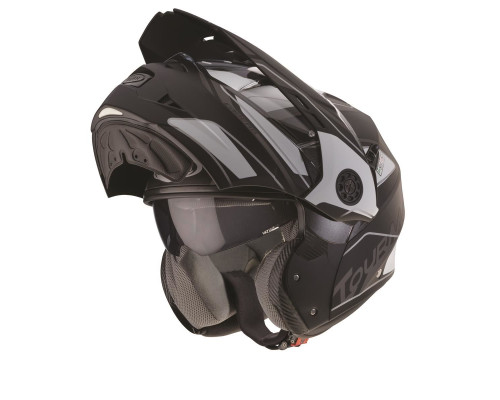 Щелепний шолом caberg enduro модель tourmax (pinlock) marathon колір матовий чорний/білий/сірий розмір l