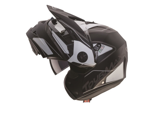 Щелепний шолом caberg enduro модель tourmax (pinlock) marathon колір матовий чорний/білий/сірий розмір xl