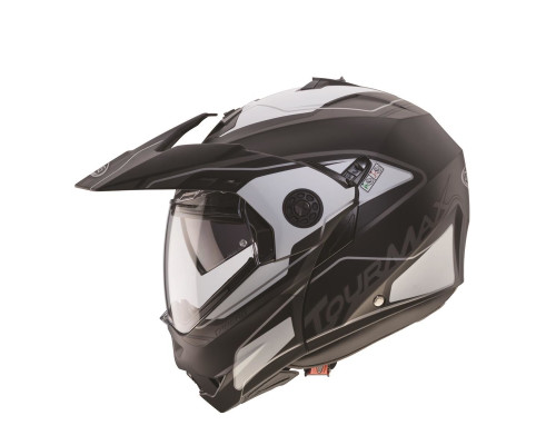 Щелепний шолом caberg enduro модель tourmax (pinlock) marathon колір матовий чорний/білий/сірий розмір xl
