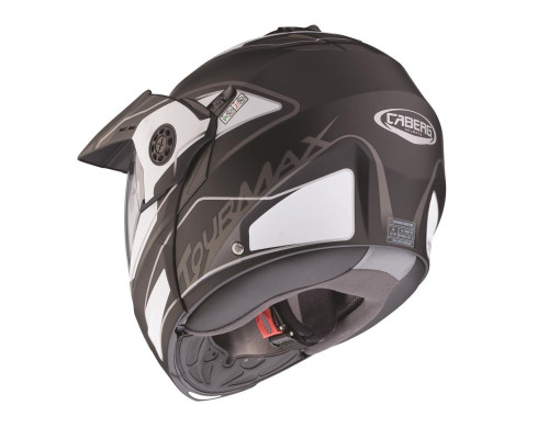 Щелепний шолом caberg enduro модель tourmax (pinlock) marathon колір матовий чорний/білий/сірий розмір xl
