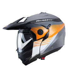 Щелепний шолом caberg enduro модель tourmax titan gun метал/помаранчевий/білий колір білий/помаранчевий/сірий матовий розмір m