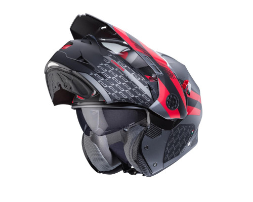 Щелепний шолом caberg enduro модель tourmax x sarabe колір матовий сірий/чорний/червоний розмір l (пі UFOк в комплекті)