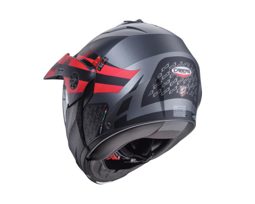 Щелепний шолом caberg enduro модель tourmax x sarabe колір матовий сірий/чорний/червоний розмір xs (пі UFOк в комплекті)
