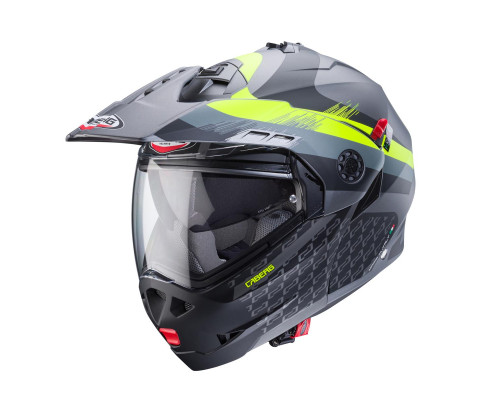 Щелепний шолом caberg enduro модель tourmax x sarabe колір матовий сірий/чорний/fluo жовтий розмір m (пі UFOк в комплекті)