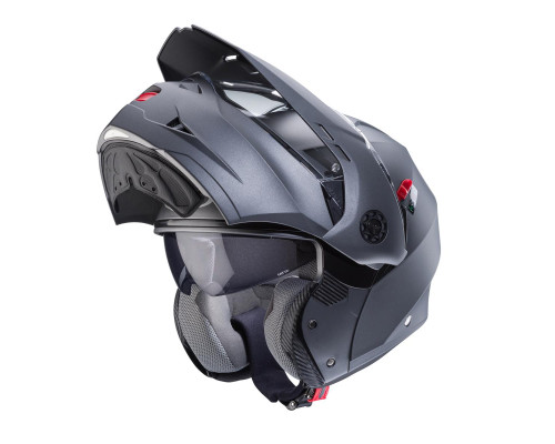 Відкидний щелепний шолом caberg enduro модель tourmax x суцільний колір матовий сірий - гарматний метал розмір l (штифтовий замок в комплекті)