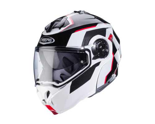 Щелепний шолом caberg модель duke evo move колір чорний/білий/червоний розмір l (штифтовий замок в комплекті)