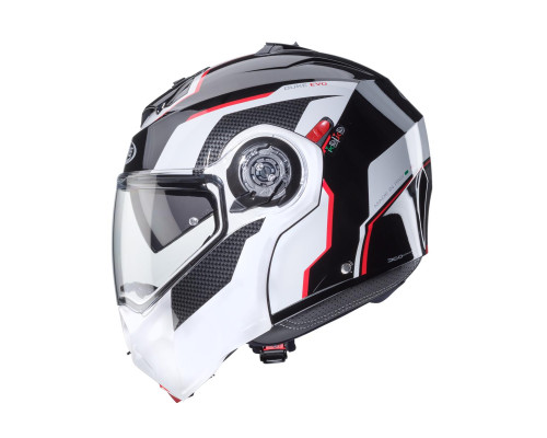 Щелепний шолом caberg модель duke evo move колір чорний/білий/червоний розмір s (штифтовий замок в комплекті)