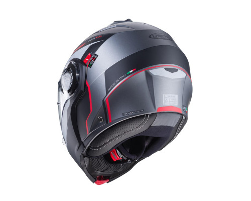 Щелепний шолом caberg модель duke evo move колір матовий сірий/чорний/червоний розмір xs (пін-лок в комплекті)