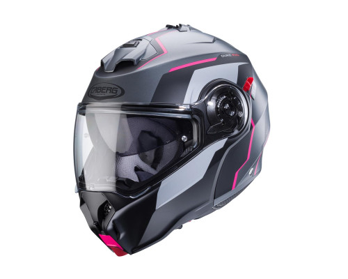 Щелепний шолом caberg модель duke evo move колір матовий сірий/чорний/фуксія (інтенсивний рожевий відтінок) розмір xs (пі UFOк в комплекті)