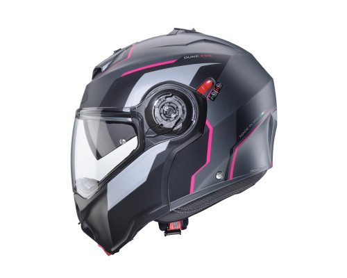 Щелепний шолом caberg модель duke evo move колір матовий сірий/чорний/фуксія (інтенсивний рожевий відтінок) розмір xs (пі UFOк в комплекті)