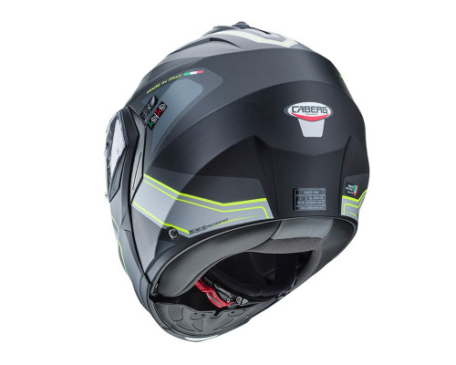 Щелепний шолом caberg модель duke ii tour (pinlock) колір чорний/сірий/жовтий fluo mat (5/5 зірок в тестах на різкість) розмір xs