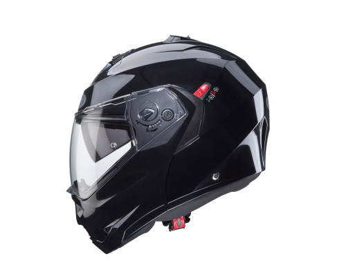 Щелепний шолом caberg відкидний модель duke x суцільний колір чорний глянцевий (розумний - без штифтового замка) розмір m