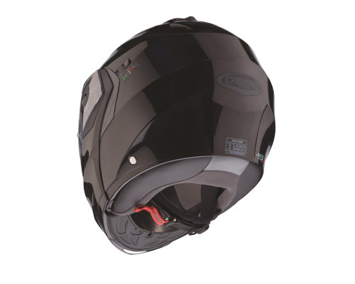 Щелепний шолом caberg відкидний модель duke x суцільний колір чорний глянцевий (розумний - без штифтового замка) розмір m