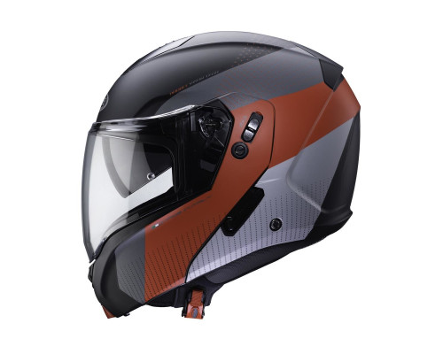 Щелепний шолом caberg модель horus scout колір чорний/червоний/сірий/сріблястий матовий розмір m