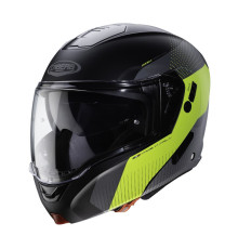 Щелепний шолом caberg модель horus scout колір чорний/fluoресцентно-жовтий/сірий/сріблястий матовий розмір xl