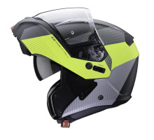 Щелепний шолом caberg модель horus scout колір чорний/fluoресцентно-жовтий/сірий/сріблястий матовий розмір xs