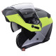 Щелепний шолом caberg модель horus scout колір чорний/fluoресцентно-жовтий/сірий/сріблястий матовий розмір xs