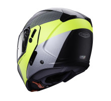 Щелепний шолом caberg модель horus scout колір чорний/fluoресцентно-жовтий/сірий/сріблястий матовий розмір xxl