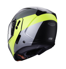 Щелепний шолом caberg модель horus scout колір чорний/fluoресцентно-жовтий/сірий/сріблястий матовий розмір xxl