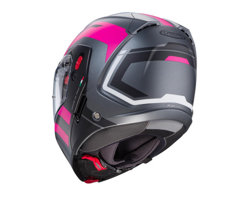 Щелепний шолом caberg модель horus x road колір матовий сірий/чорний/фуксія (інтенсивний рожевий відтінок) розмір m (пі UFOк в комплекті)