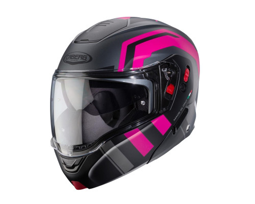 Щелепний шолом caberg модель horus x road колір матовий сірий/чорний/фуксія (інтенсивний рожевий відтінок) розмір xs (пі UFOк в комплекті)
