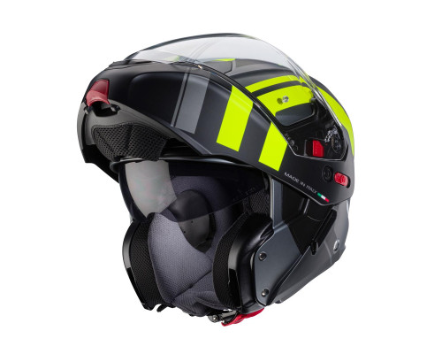 Щелепний шолом caberg модель horus x road сірий матовий/чорний/fluo жовтий розмір m (замок в комплекті)