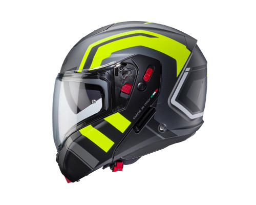 Щелепний шолом caberg модель horus x road сірий матовий/чорний/fluo жовтий розмір m (замок в комплекті)