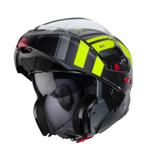 Щелепний шолом caberg модель horus x road сірий матовий/чорний/fluo жовтий розмір s (штифтовий замок в комплекті)