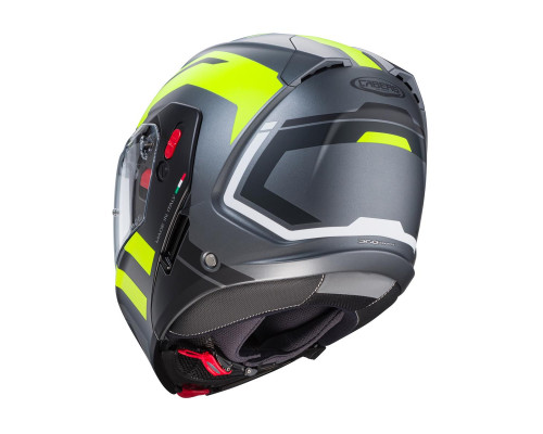 Щелепний шолом caberg модель horus x road сірий матовий/чорний/fluo жовтий розмір s (штифтовий замок в комплекті)