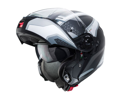 Щелепний шолом caberg модель levo sonar колір чорний/білий/сірий/сріблястий матовий розмір s