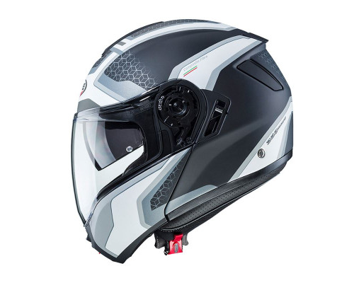 Щелепний шолом caberg модель levo sonar колір чорний/білий/сірий/сріблястий матовий розмір s