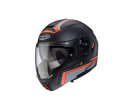 Щелепний шолом caberg модель levo x elite колір матовий чорний/сірий/червоний розмір l (штифтовий замок в комплекті)