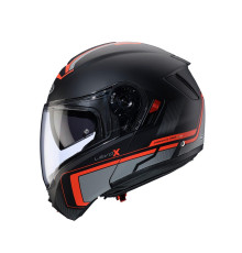 Щелепний шолом caberg модель levo x elite колір матовий чорний/сірий/червоний розмір s (штифтовий замок в комплекті)