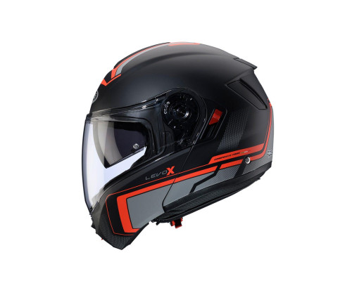 Щелепний шолом caberg модель levo x elite колір матовий чорний/сірий/червоний розмір s (штифтовий замок в комплекті)