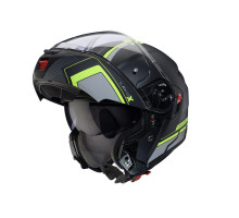 Щелепний шолом caberg модель levo x elite колір матовий чорний/сірий/fluo жовтий розмір l (штифтовий замок в комплекті)