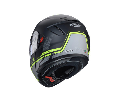 Щелепний шолом caberg модель levo x elite колір матовий чорний/сірий/fluo жовтий розмір s (штифтовий замок в комплекті)