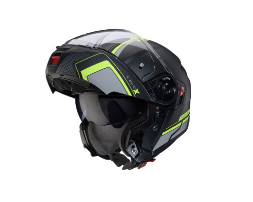 Щелепний шолом caberg модель levo x elite колір матовий чорний/сірий/fluo жовтий розмір xxl (пі UFOк в комплекті)