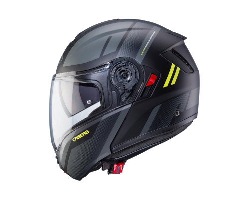 Щелепний шолом caberg модель levo x manta колір матовий чорний/сірий/fluo жовтий розмір s (замок в комплекті)