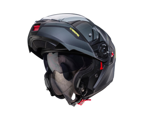 Щелепний шолом caberg модель levo x manta колір матовий чорний/сірий/fluo жовтий розмір s (замок в комплекті)