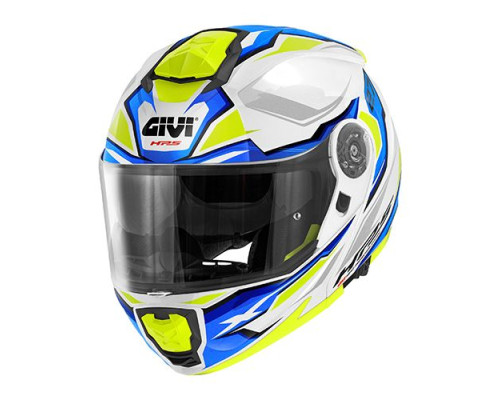 Givi helmet x.27 sector - щелепний шолом з козирком - білий з fluoресцентною графікою розмір xl / 61