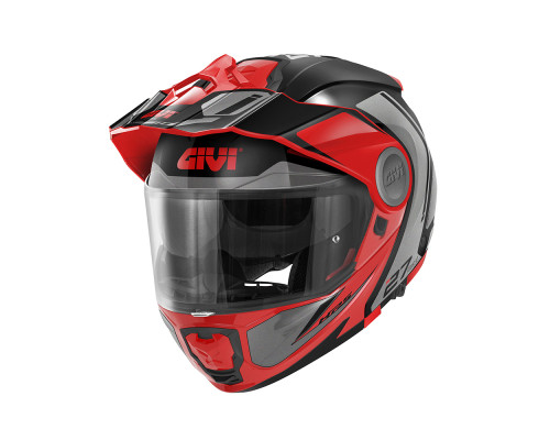 Givi helmet x.27 tourer - щелепний шолом з сечовим міхуром і знімним козирком - чорний з червоним - розмір 2xl / 63