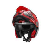 Givi helmet x.27 tourer - щелепний шолом з сечовим міхуром і знімним козирком - чорний з червоним - розмір l / 60
