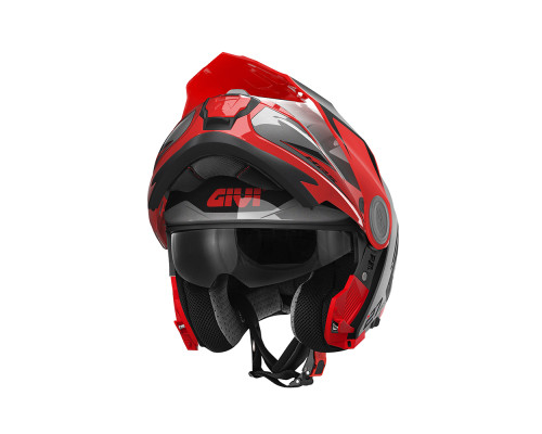 Givi helmet x.27 tourer - щелепний шолом з сечовим міхуром і знімним козирком - чорний з червоним - розмір xs / 54