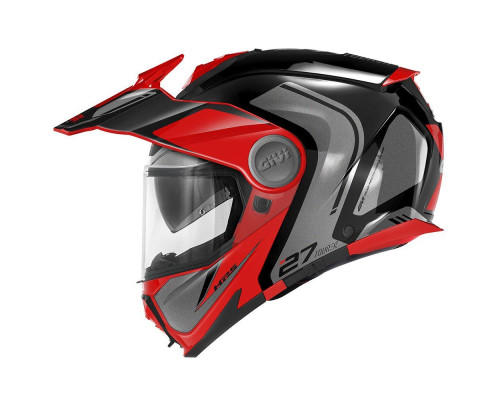 Givi helmet x.27 tourer - щелепний шолом з сечовим міхуром і знімним козирком - чорний з червоним - розмір xs / 54