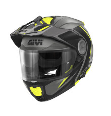 Givi helmet x.27 tourer - щелепний шолом з сечовим міхуром і знімним козирком - чорний з fluoресцентним покриттям - розмір s / 56