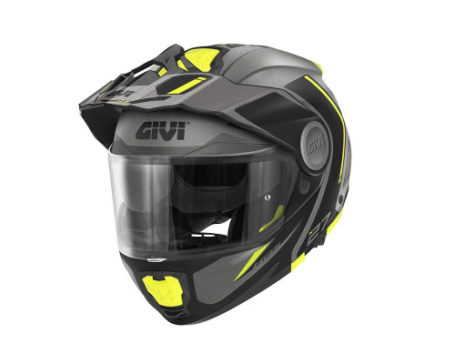 Givi helmet x.27 tourer - щелепний шолом з сечовим міхуром і знімним козирком - чорний з fluoресцентним покриттям - розмір xl / 61